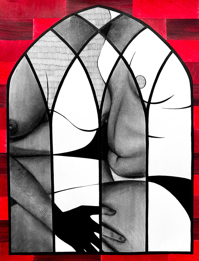 Bintana, 2023, soft pastels, charcoal, & ink, 18" x 24"